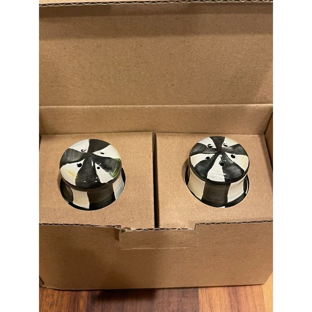 Mackenzie Childs Courtly Check Salt & Pepper Shakers New in Box